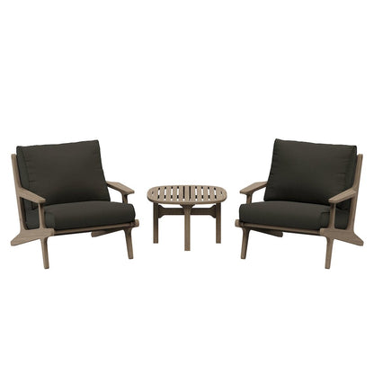 Saratoga 3-Piece Patio Teak Wood Furniture Set Lounge Chairs, Side Table