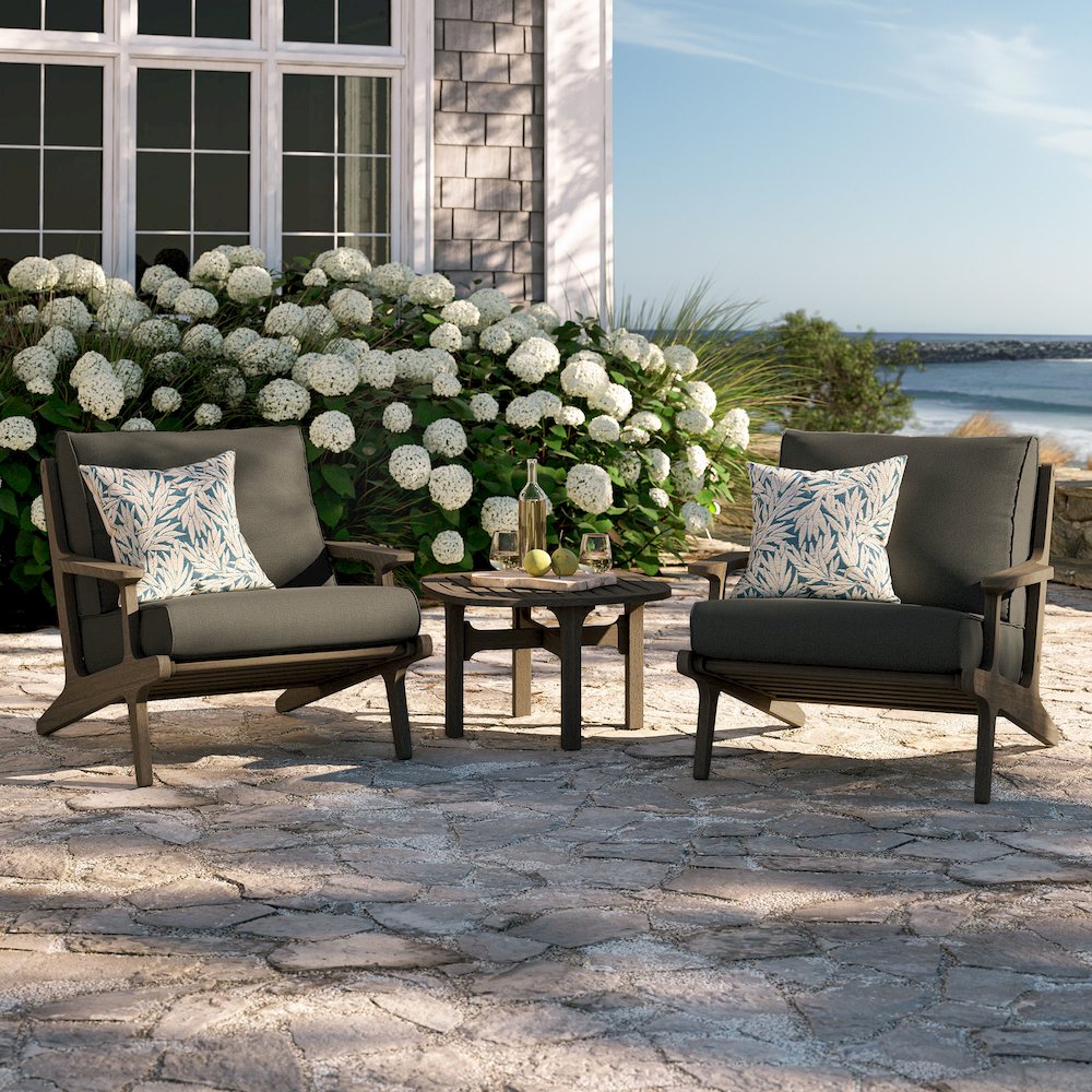 Saratoga 3-Piece Patio Teak Wood Furniture Set Lounge Chairs, Side Table