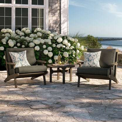 Saratoga 3-Piece Patio Teak Wood Furniture Set Lounge Chairs, Side Table