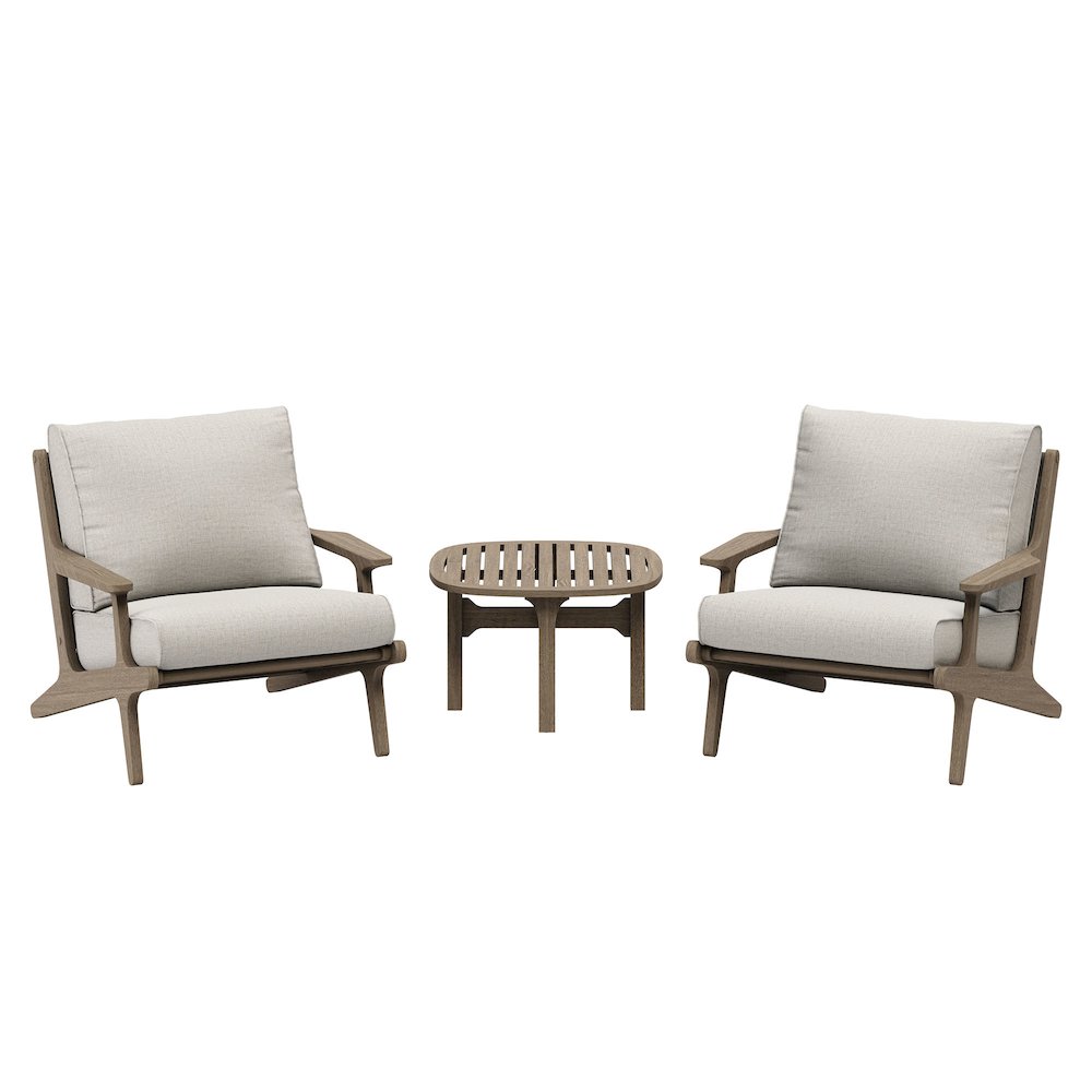 Saratoga 3-Piece Patio Teak Wood Furniture Set Lounge Chairs, Side Table