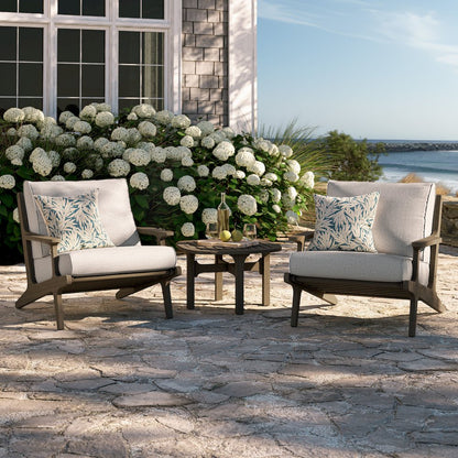 Saratoga 3-Piece Patio Teak Wood Furniture Set Lounge Chairs, Side Table