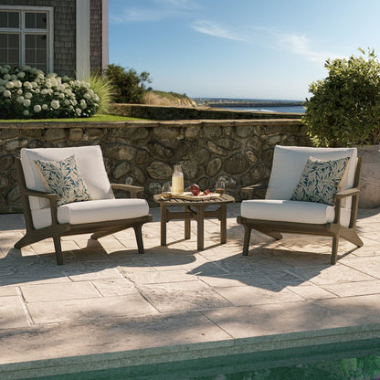 3-Piece Outdoor Patio Teak Wood Furniture Set with Lounge Chairs and Side Table