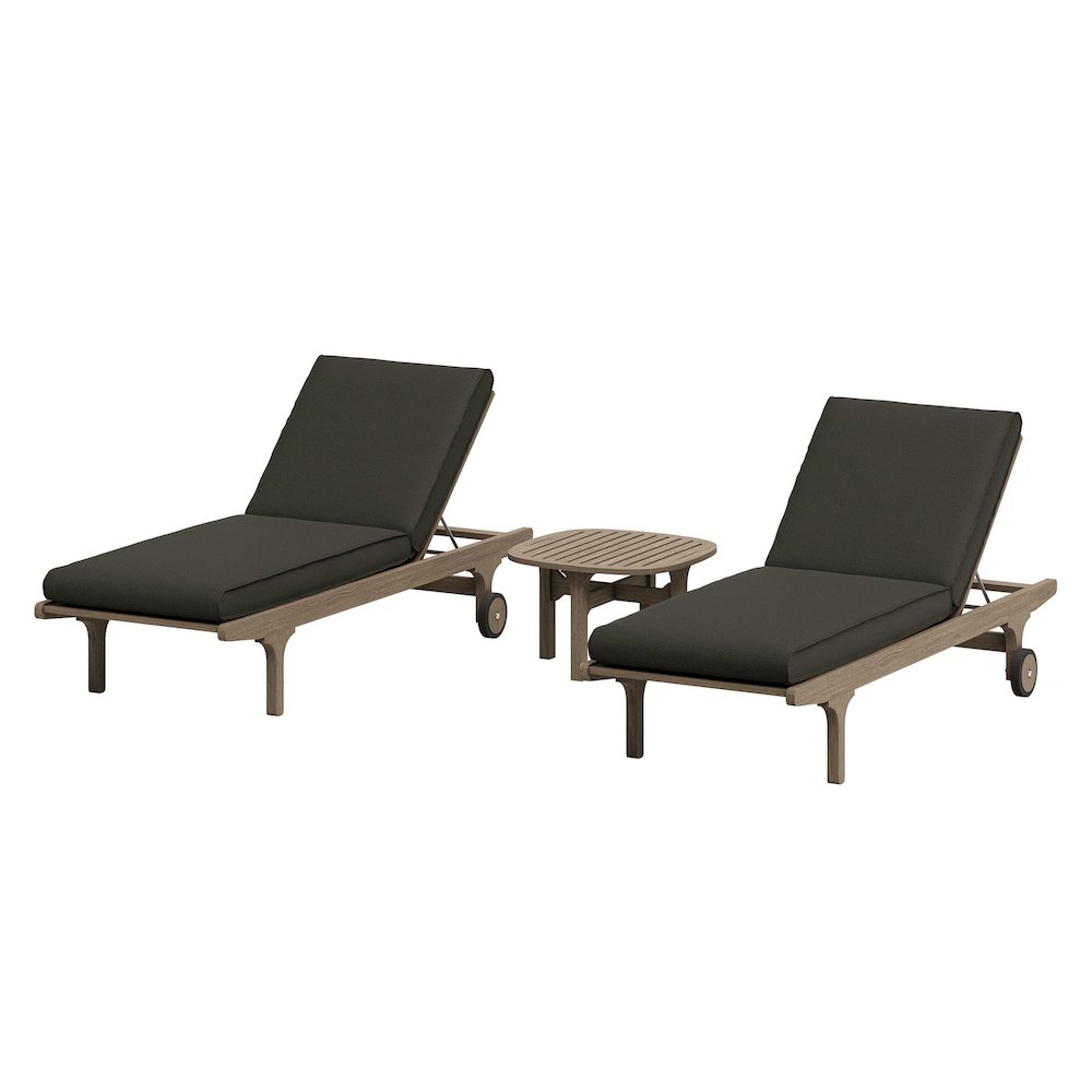 Saratoga Outdoor Patio Teak Wood 3-Piece Chaise Lounge Furniture Set