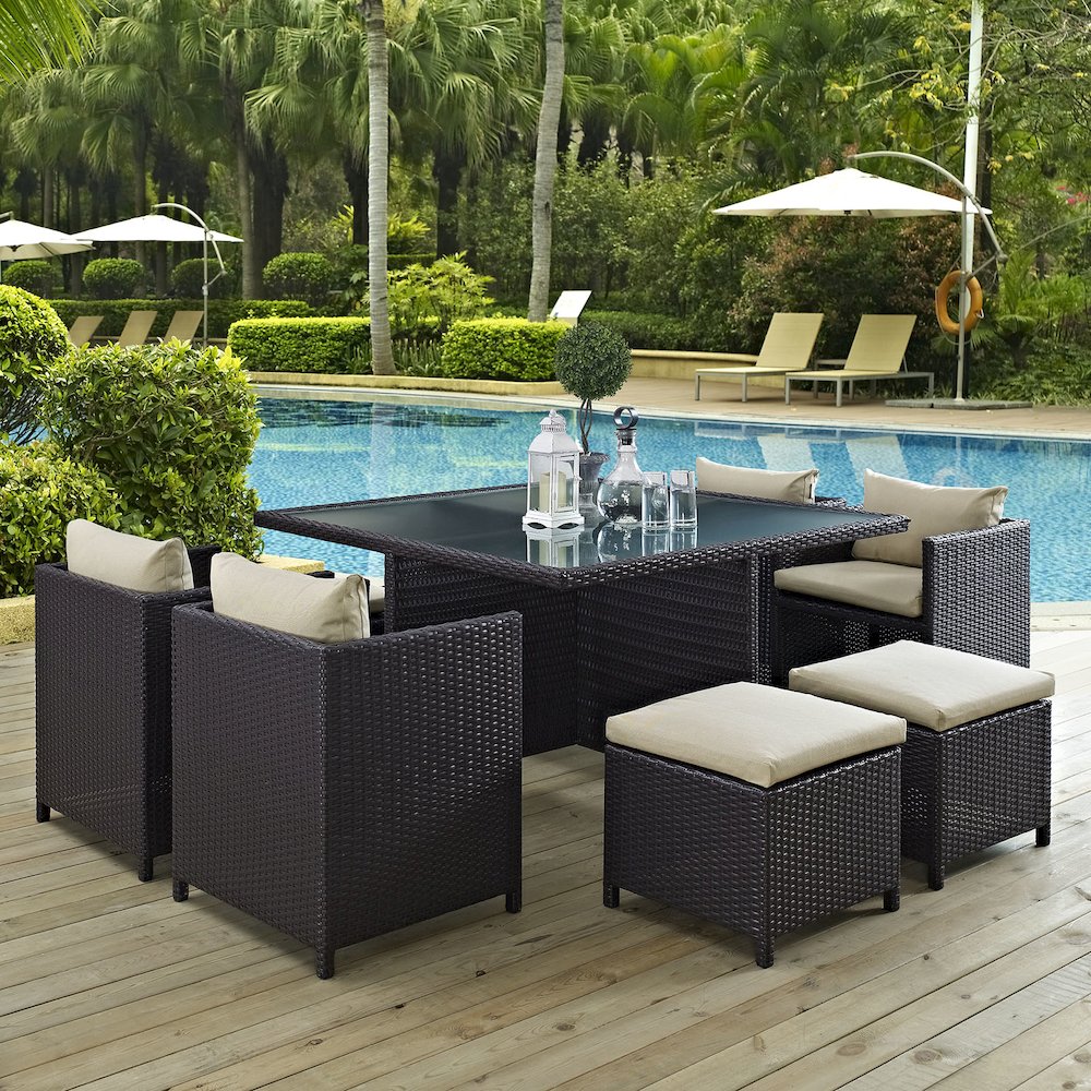 Inverse 9 Piece Outdoor Patio Dining Set