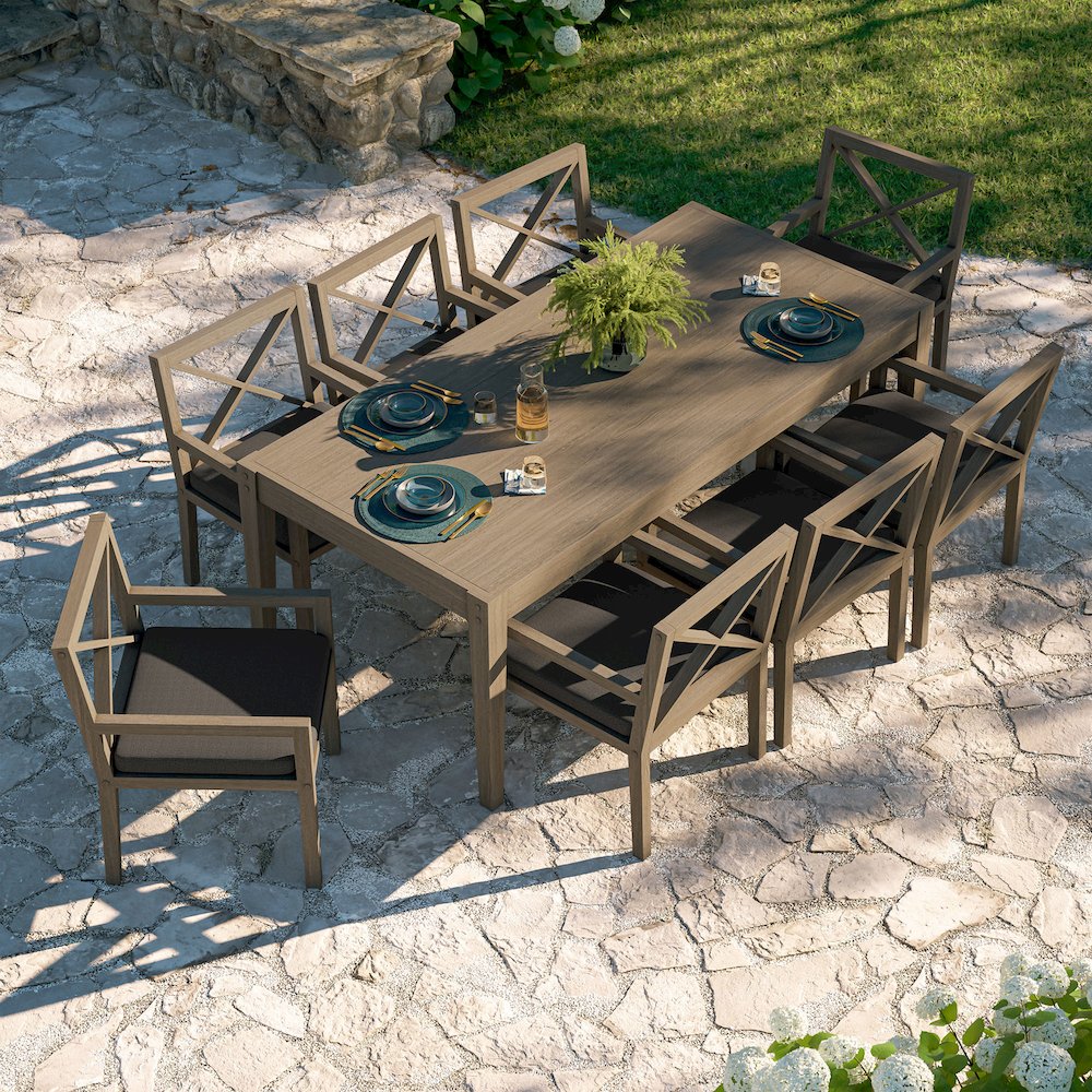 Northlake 9-Piece Outdoor Patio Teak Wood Dining Set