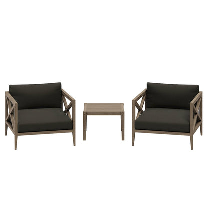Northlake 3-Piece Patio Teak Wood Furniture Set Armchair, Side Table