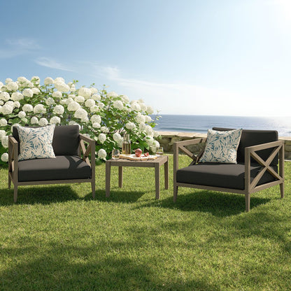 Northlake 3-Piece Patio Teak Wood Furniture Set Armchair, Side Table