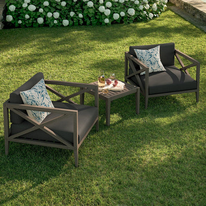 Northlake 3-Piece Patio Teak Wood Furniture Set Armchair, Side Table