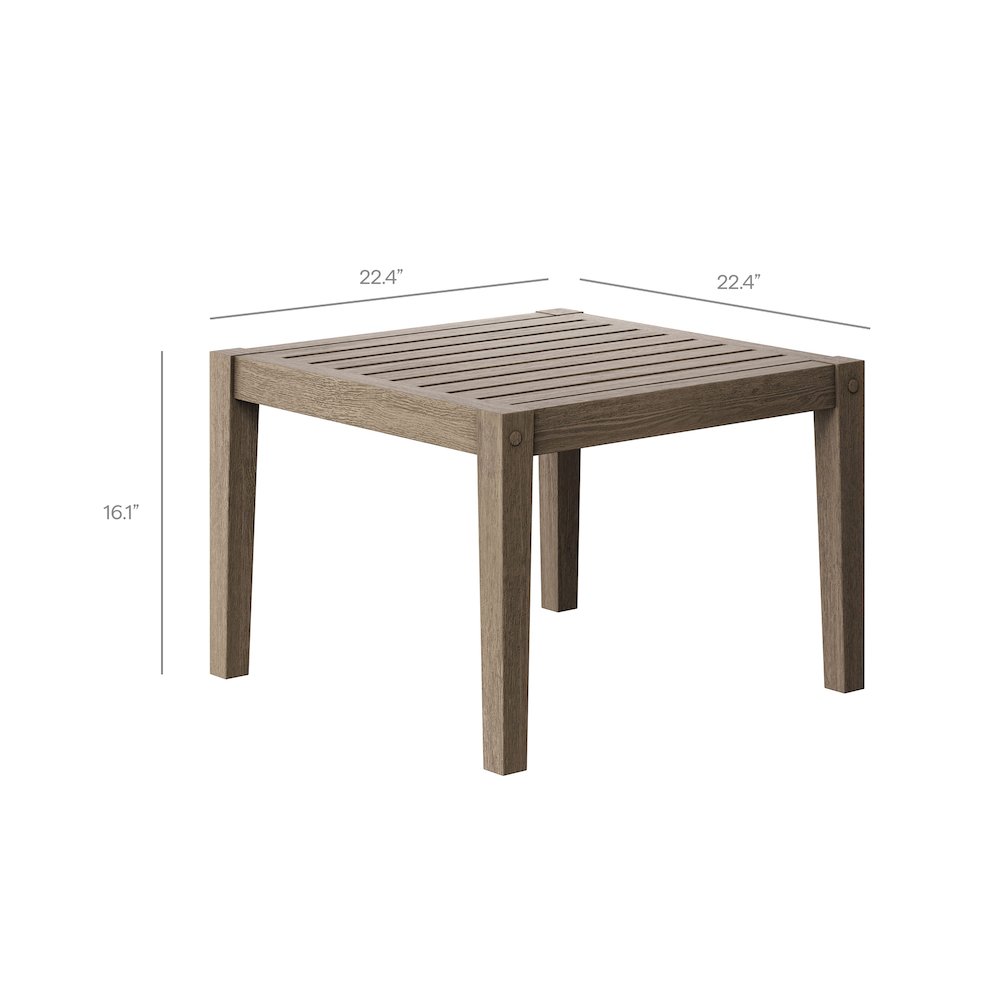 Northlake 3-Piece Patio Teak Wood Furniture Set Armchair, Side Table