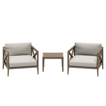 Northlake 3-Piece Patio Teak Wood Furniture Set Armchair, Side Table