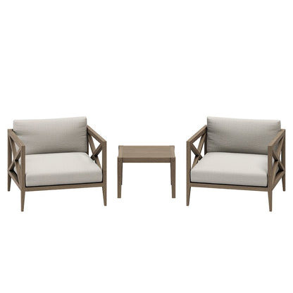 Northlake 3-Piece Patio Teak Wood Furniture Set Armchair, Side Table