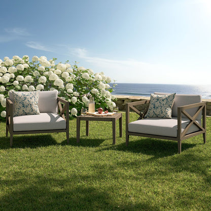 Northlake 3-Piece Patio Teak Wood Furniture Set Armchair, Side Table