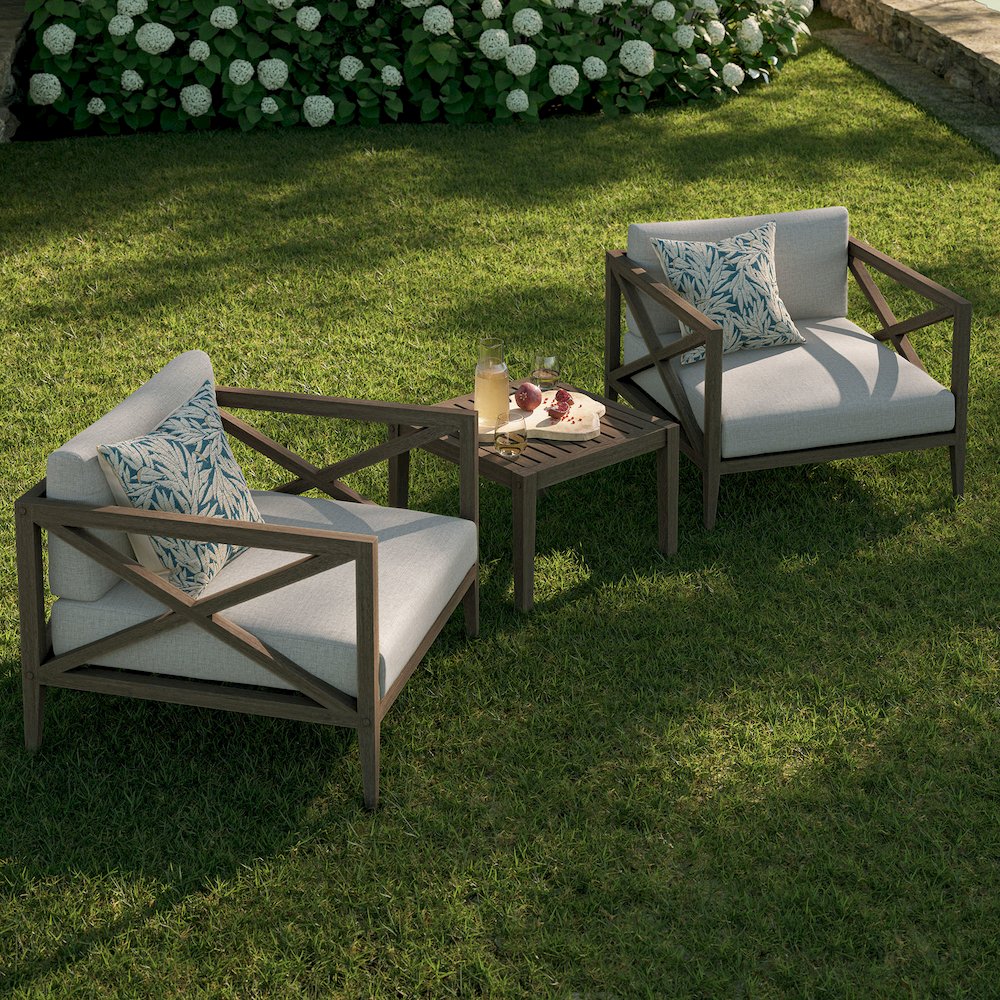 Northlake 3-Piece Patio Teak Wood Furniture Set Armchair, Side Table