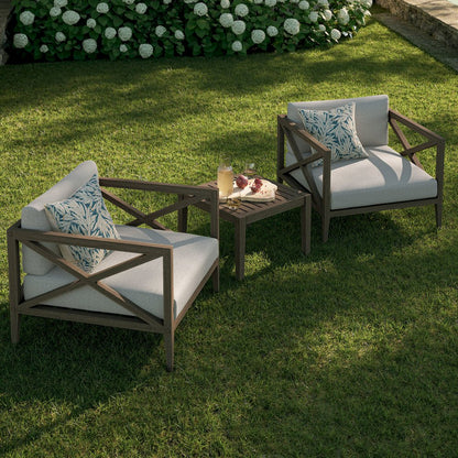 Northlake 3-Piece Patio Teak Wood Furniture Set Armchair, Side Table