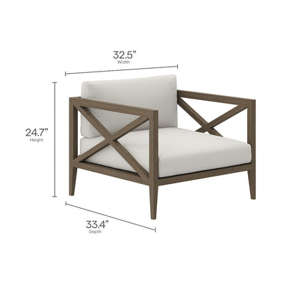 3-Piece Outdoor Patio Teak Wood Furniture Set with Armchair and Side Table