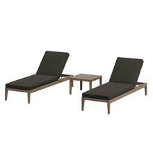 Northlake 3-Piece Patio Teak Wood Furniture Set Chaise Lounges, Side Table