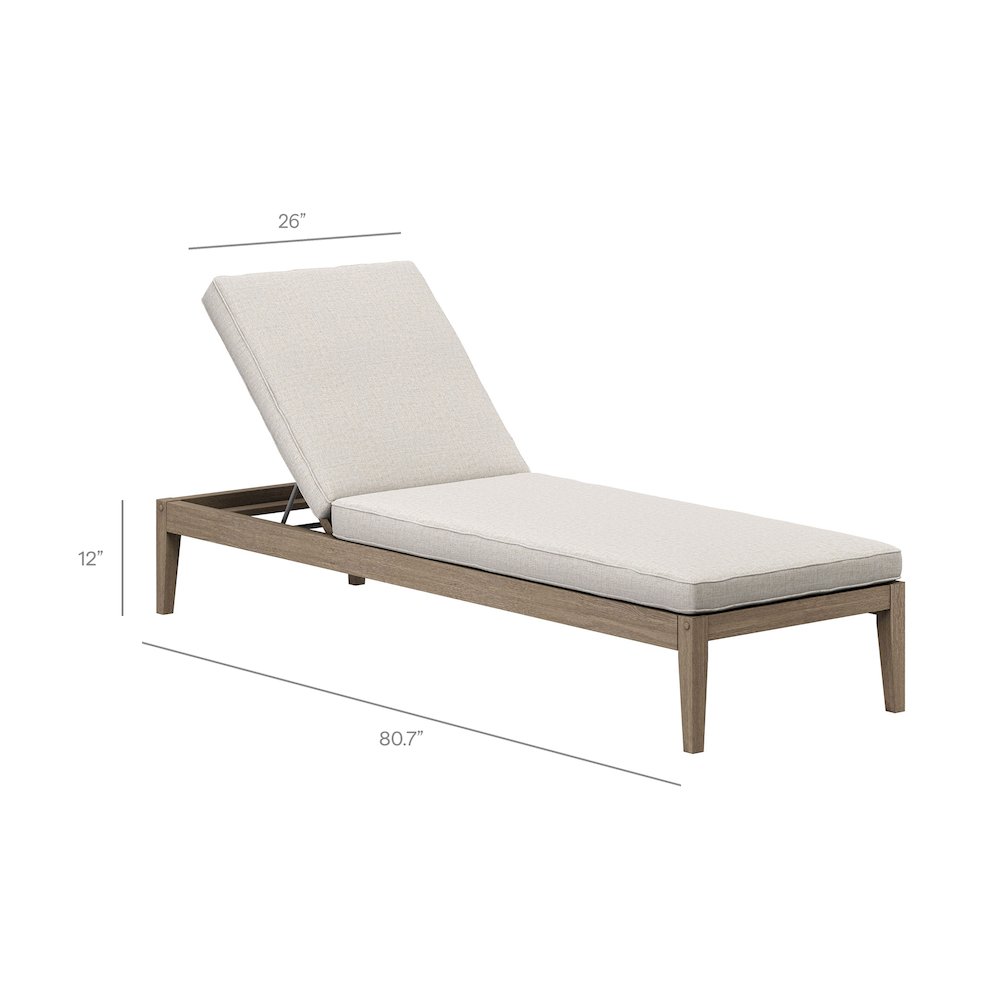 Northlake 3-Piece Patio Teak Wood Furniture Set Chaise Lounges, Side Table