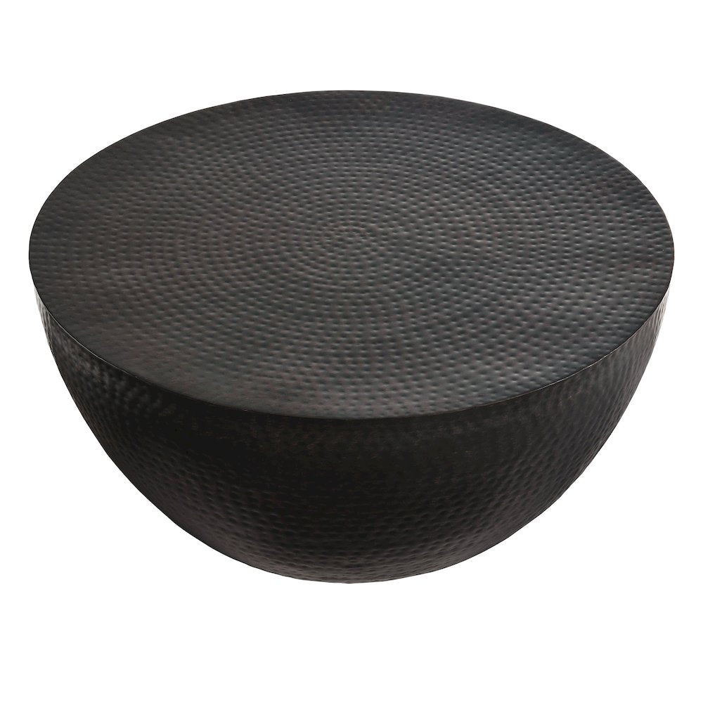 Mella 32 Inch Metal Hammered Coffee Table
