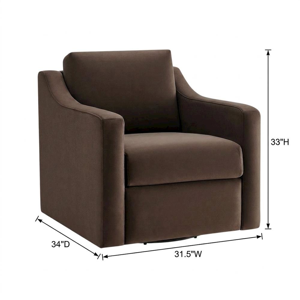 Performance Velvet Swivel Accent Armchair for Living Room, Bedroom, Chocolate