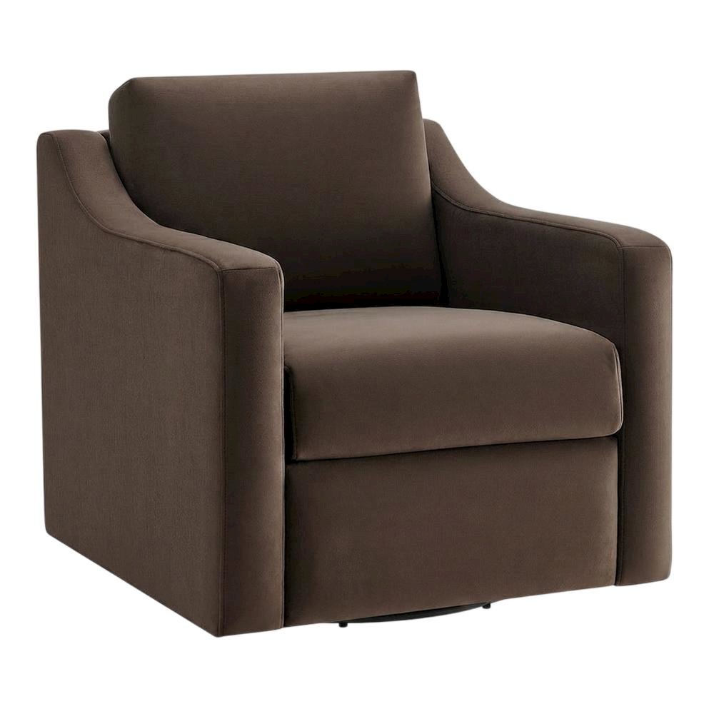 Performance Velvet Swivel Accent Armchair for Living Room, Bedroom, Chocolate