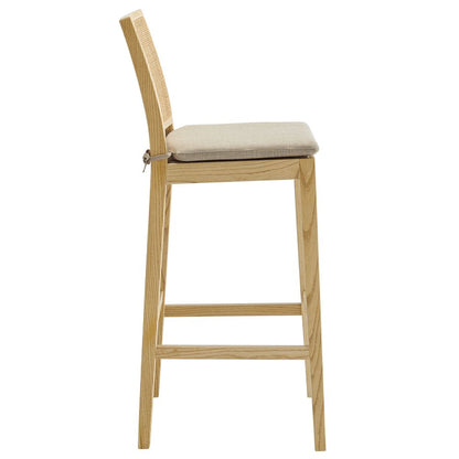Ovard Wood and Rattan Bar Stool