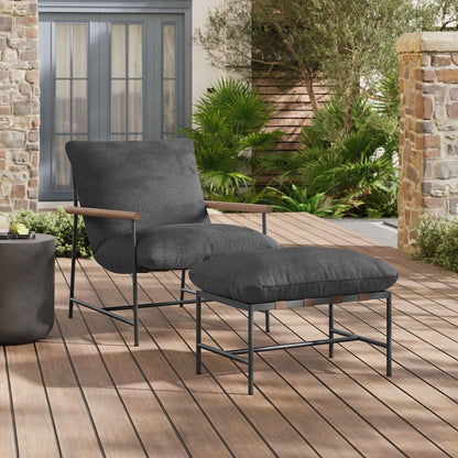 Raya Outdoor Patio Boucle Lounge Chair and Ottoman