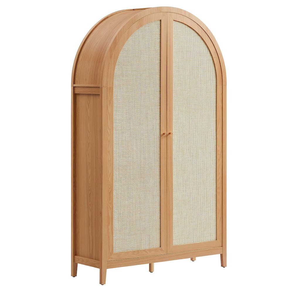 Calista 79" Tall Wide Rattan Arched Storage Cabinet