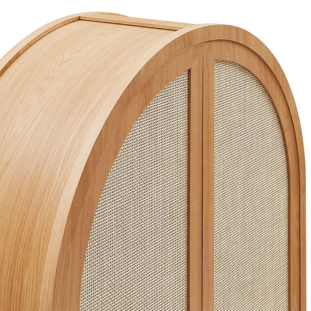 Calista 79" Tall Wide Rattan Arched Storage Cabinet
