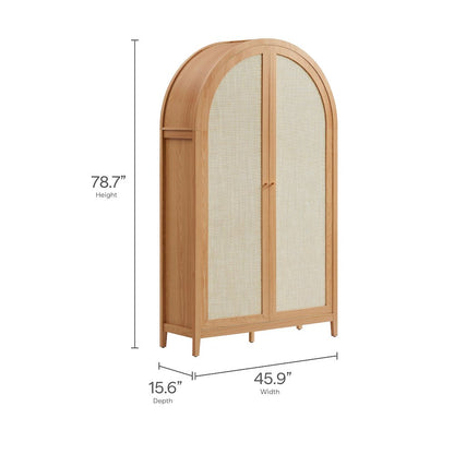 Calista 79" Tall Wide Rattan Arched Storage Cabinet