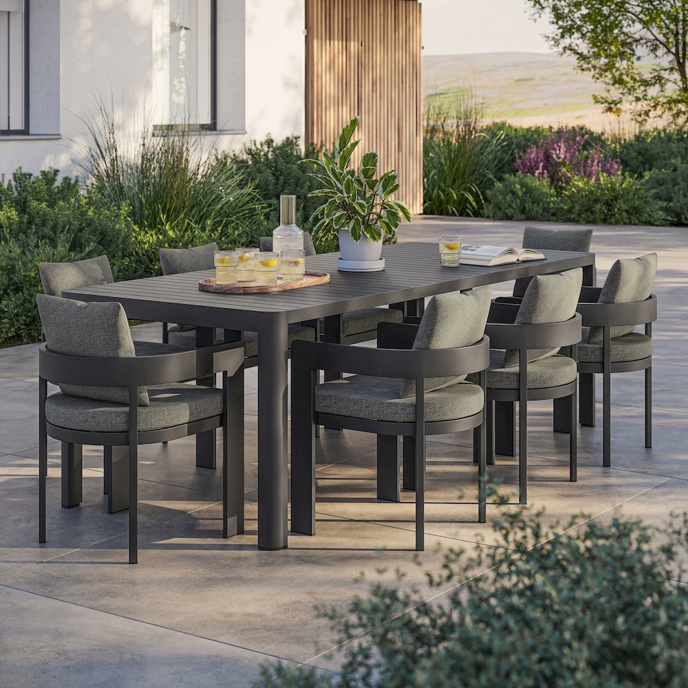 Tahoe 9-Piece Outdoor Patio Aluminum Dining Set With Extendable Table