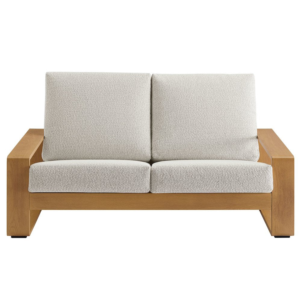 Lirienne Outdoor Patio Aluminum Faux Wood Loveseat