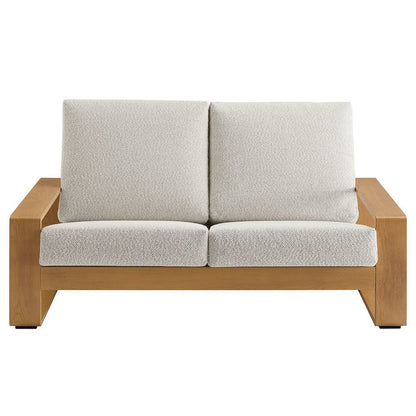 Lirienne Outdoor Patio Aluminum Faux Wood Loveseat