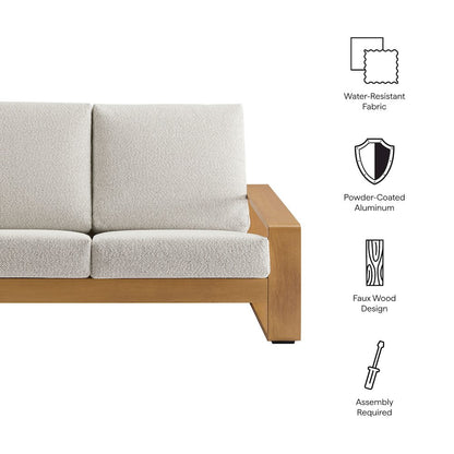 Lirienne Outdoor Patio Aluminum Faux Wood Loveseat