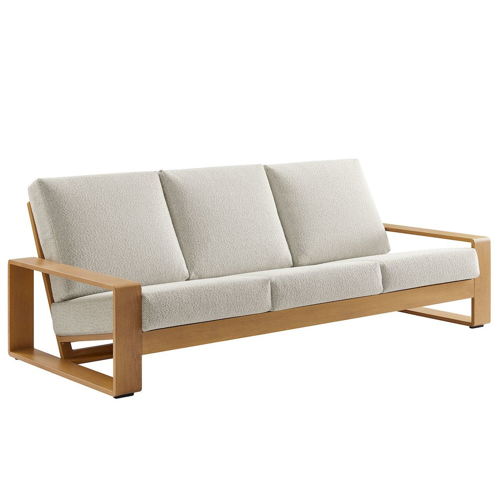 Lirienne Outdoor Patio Aluminum Faux Wood Sofa