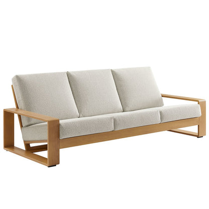 Lirienne Outdoor Patio Aluminum Faux Wood Sofa