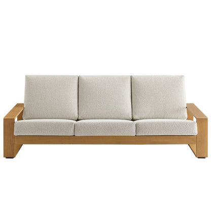 Lirienne Outdoor Patio Aluminum Faux Wood Sofa
