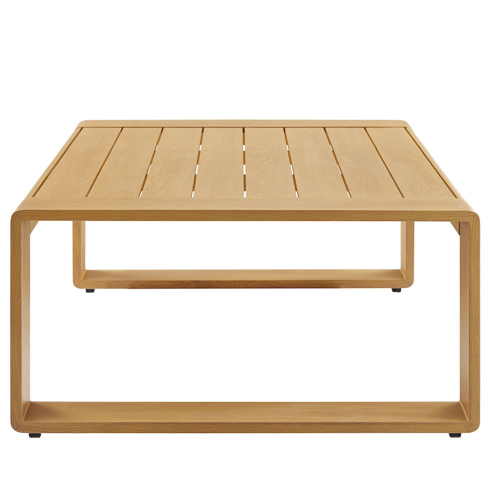 Lirienne Outdoor Patio Aluminum Faux Wood Coffee Table