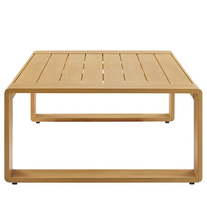 Lirienne Outdoor Patio Aluminum Faux Wood Coffee Table