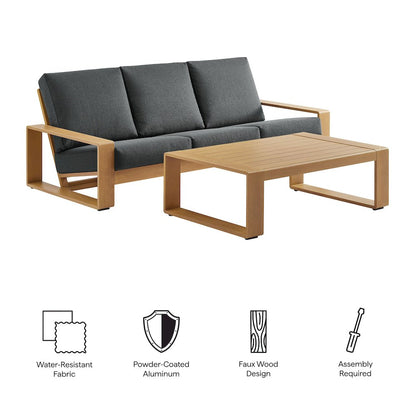 Lirienne 2-Piece Outdoor Patio Aluminum Faux Wood Furniture Set