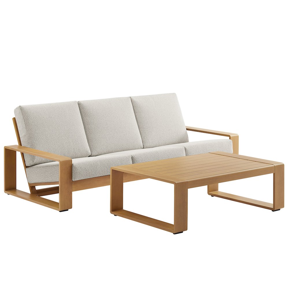Lirienne 2-Piece Outdoor Patio Aluminum Faux Wood Furniture Set