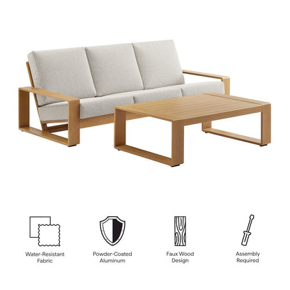 Lirienne 2-Piece Outdoor Patio Aluminum Faux Wood Furniture Set