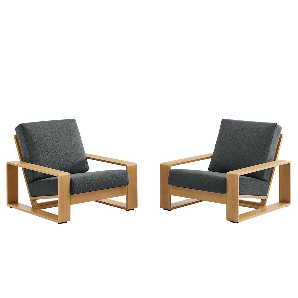 Lirienne Outdoor Patio Aluminum Faux Wood Armchairs Set of 2