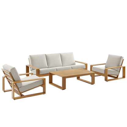 Lirienne 4-Piece Outdoor Patio Aluminum Faux Wood Furniture Set