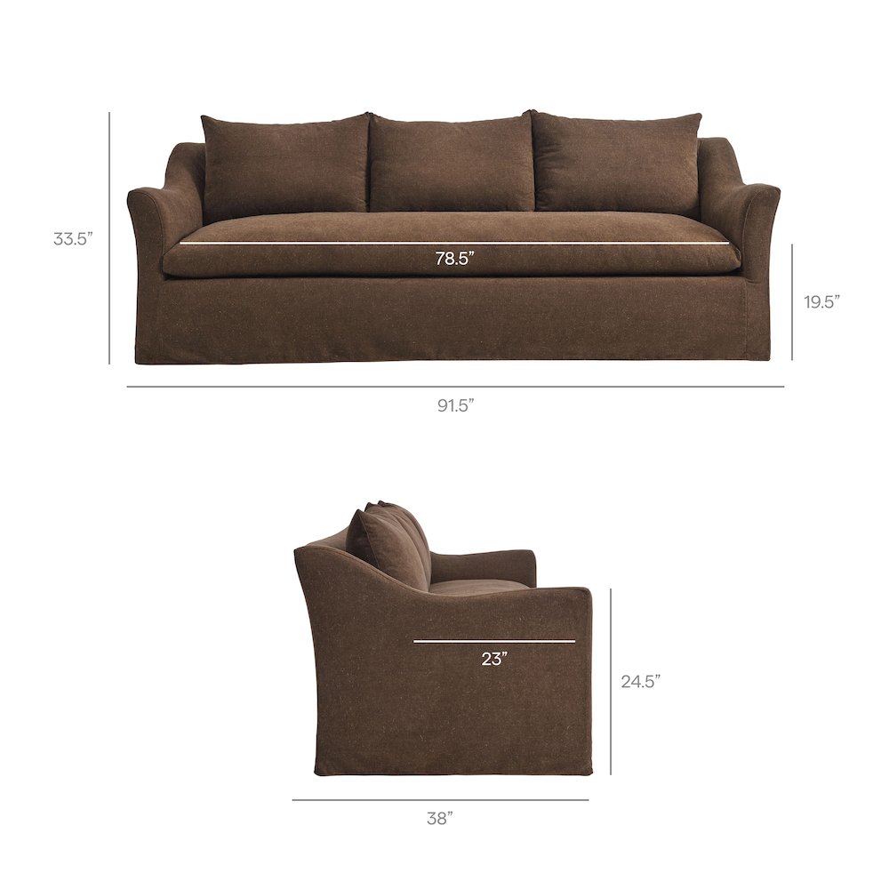 Somerset 92" Linen Blend Slipcovered Sofa