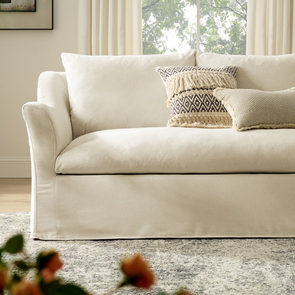 Somerset 92" Linen Blend Slipcovered Sofa