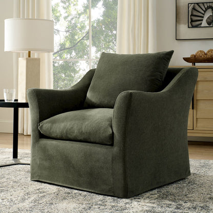 Somerset Linen Blend Slipcovered Armchair