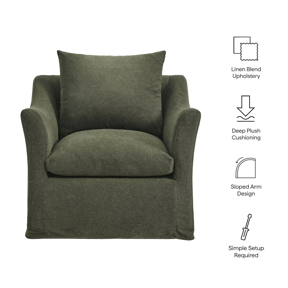 Somerset Linen Blend Slipcovered Armchair