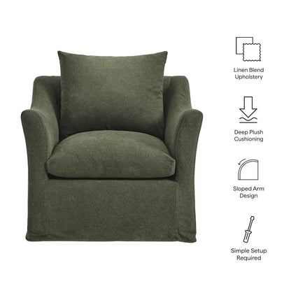 Somerset Linen Blend Slipcovered Armchair