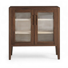 Home Office Credenza Storage Cabinet with Adjustable Shelf and Doors, Walnut
