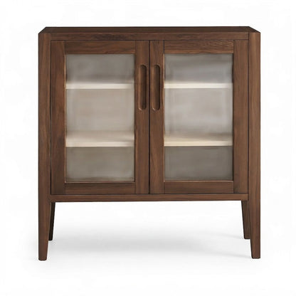 Home Office Credenza Storage Cabinet with Adjustable Shelf and Doors, Walnut